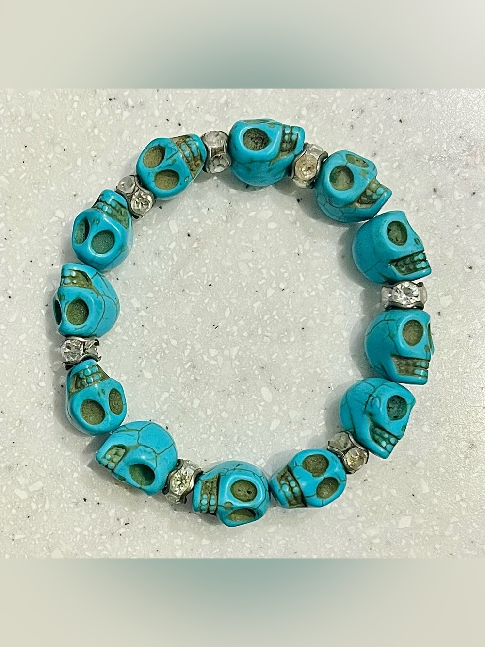 Turquoise Skull Stretch Bracelet